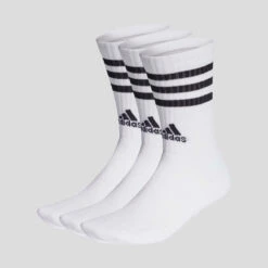 White Adidas 3-Stripes Cushioned Crew Socks