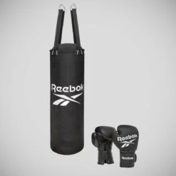 Black Reebok 3ft Punch Bag And Boxing Gloves