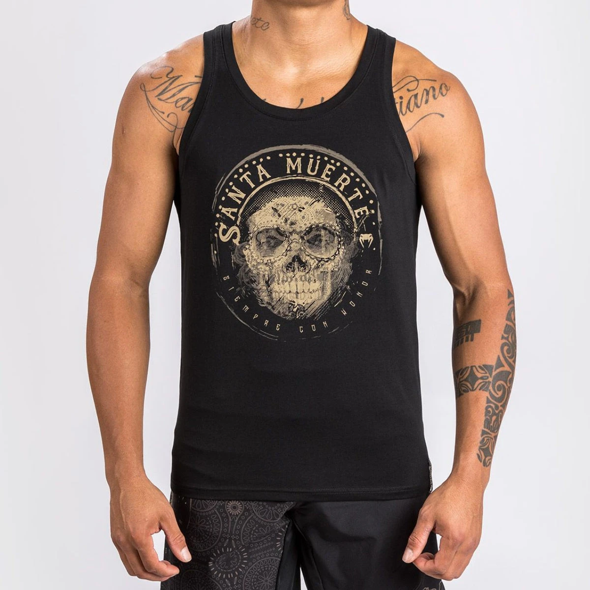 Black/Brown Venum Santa Muerte Dark Side Tank Top - Image 2