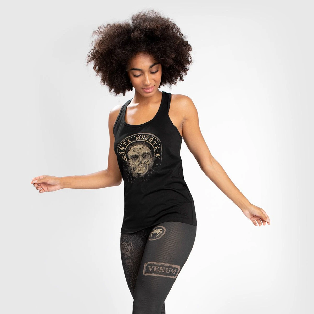 Black/Brown Venum Womens Santa Muerte Dark Side Tank Top - Image 4