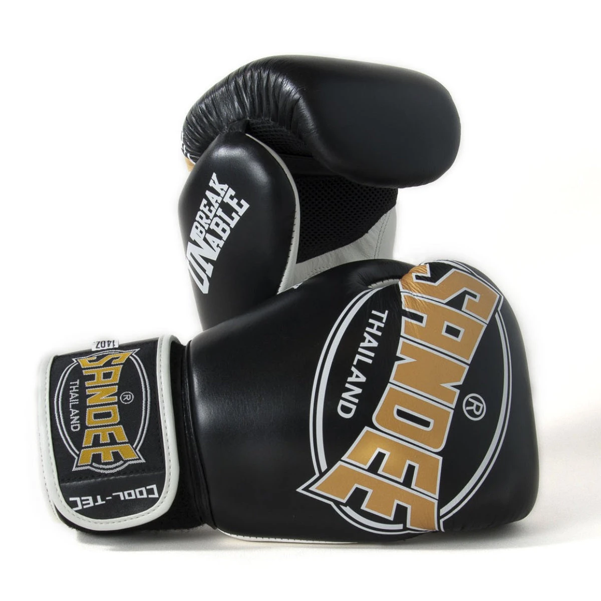 Black/Gold/White Sandee Cool-Tec 3-Tone Boxing Gloves - Image 5