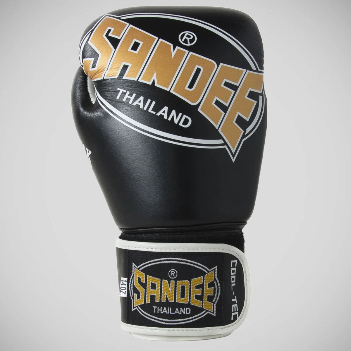 Black/Gold/White Sandee Cool-Tec 3-Tone Boxing Gloves - Image 3