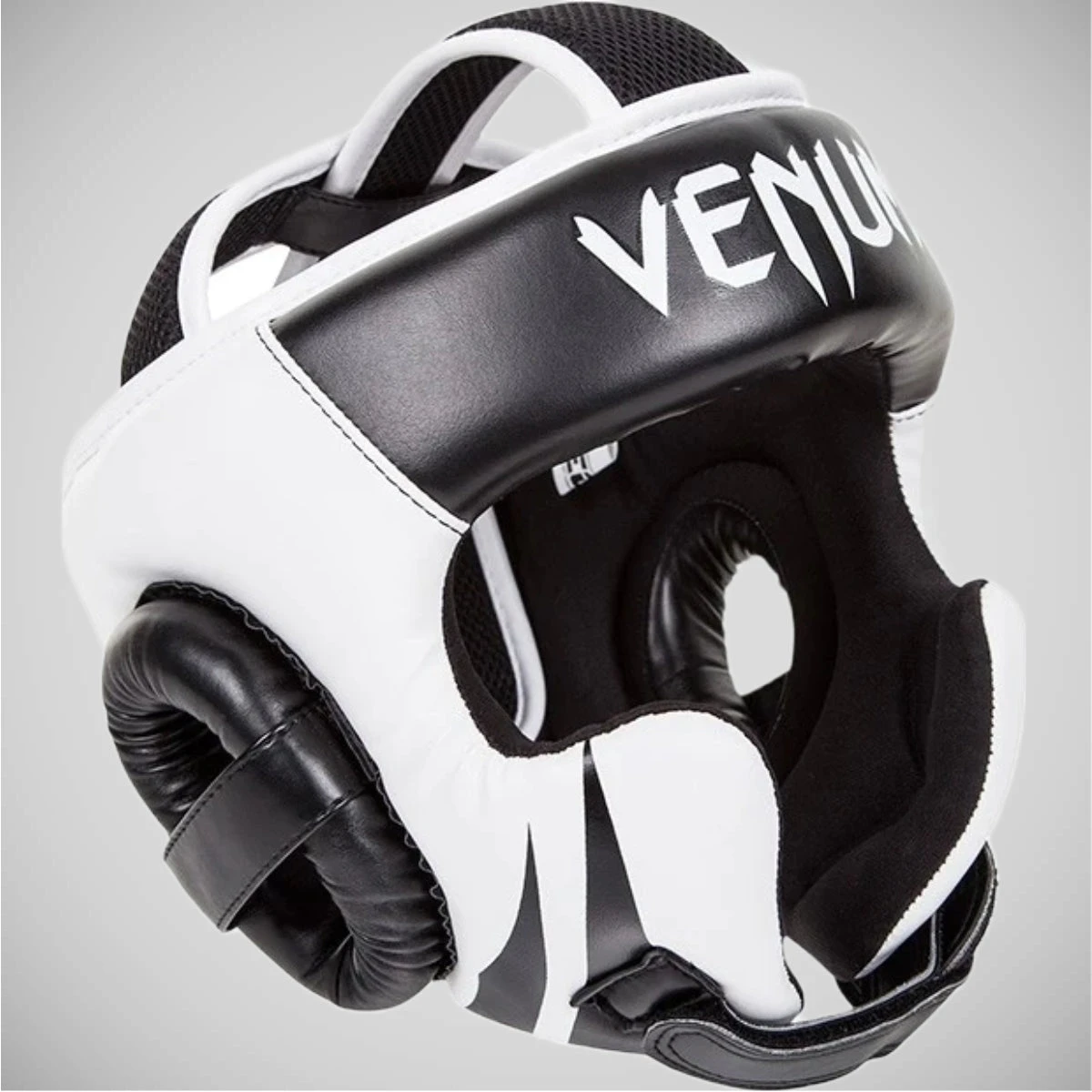 Black/White Venum Challenger V2 Hook & Loop Head Guard