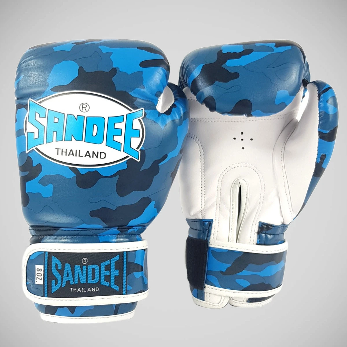 Blue/White Sandee Camo Kids Boxing Gloves - Image 2