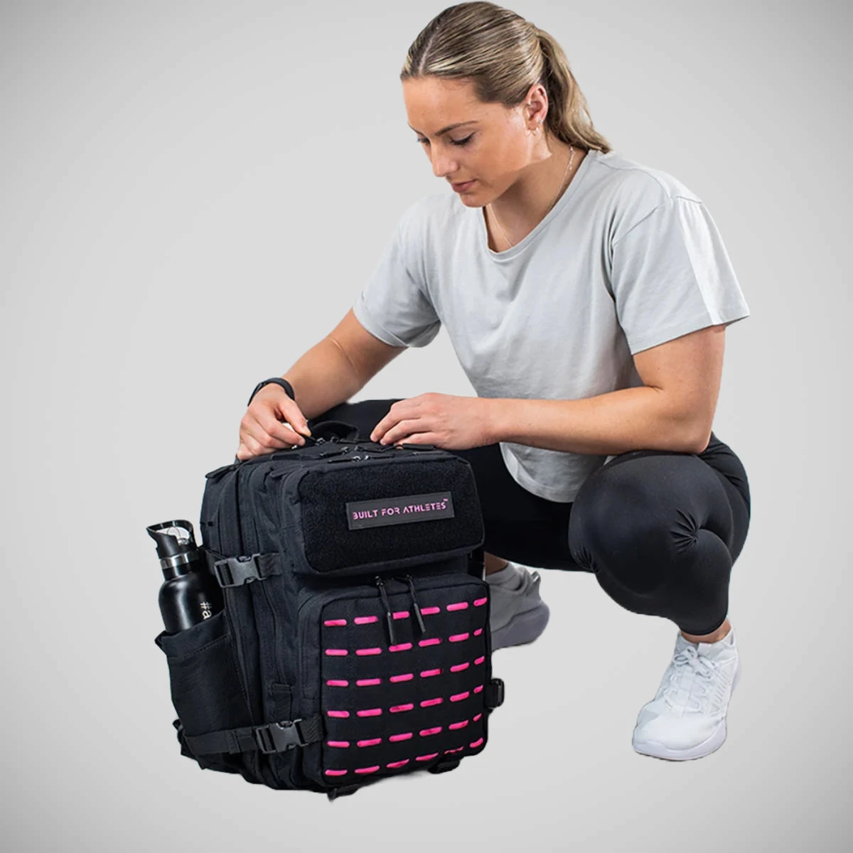 Black/Pink Built For Athletes Small Gym Backpack - Image 3
