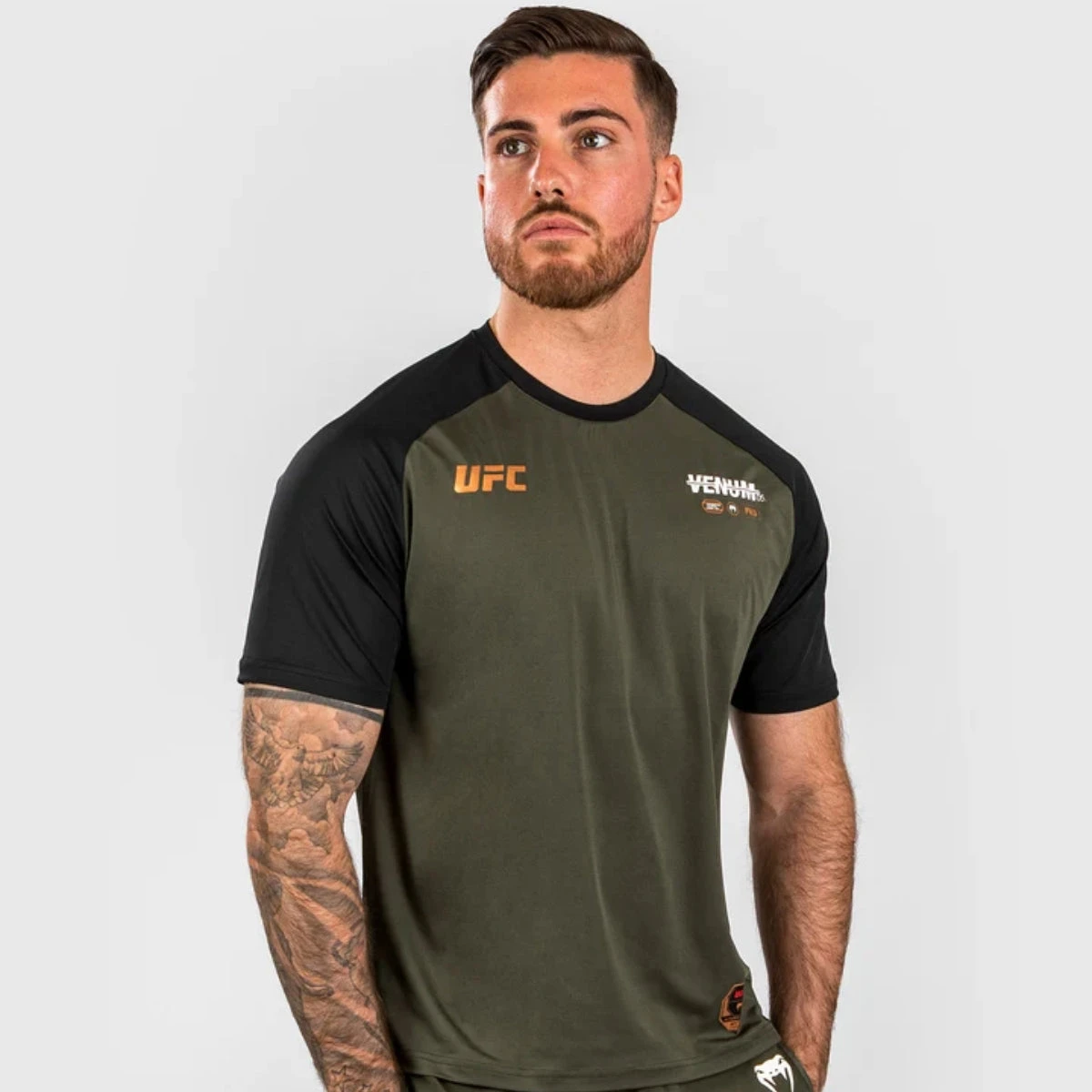 Khaki/Bronze Venum UFC Adrenaline Authentic Fight Week Dry Tech T-Shirt
