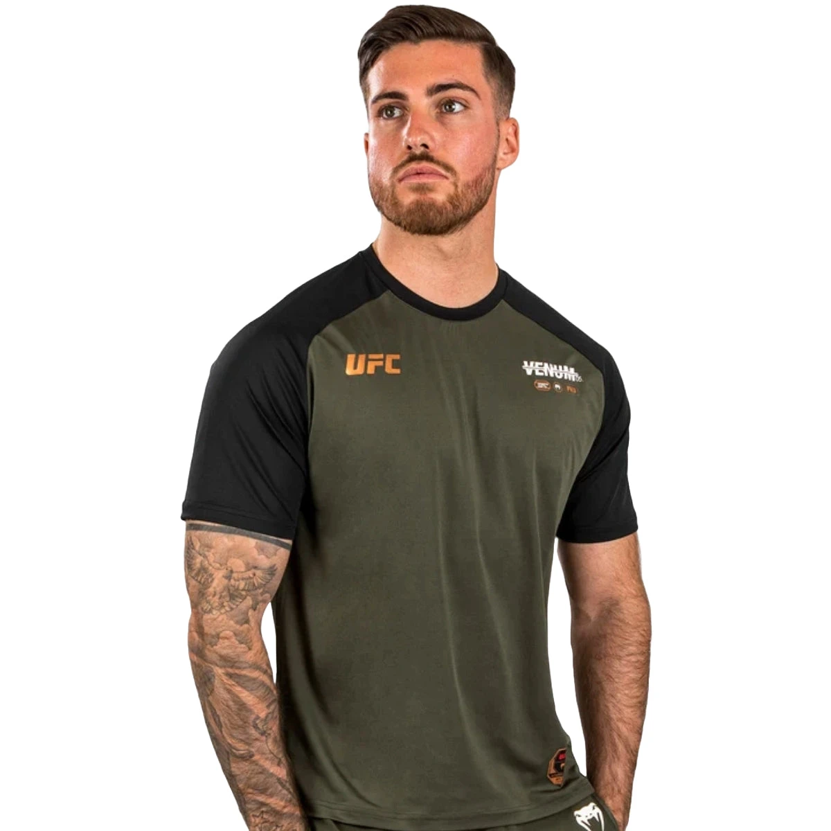 Khaki/Bronze Venum UFC Adrenaline Authentic Fight Week Dry Tech T-Shirt - Image 11