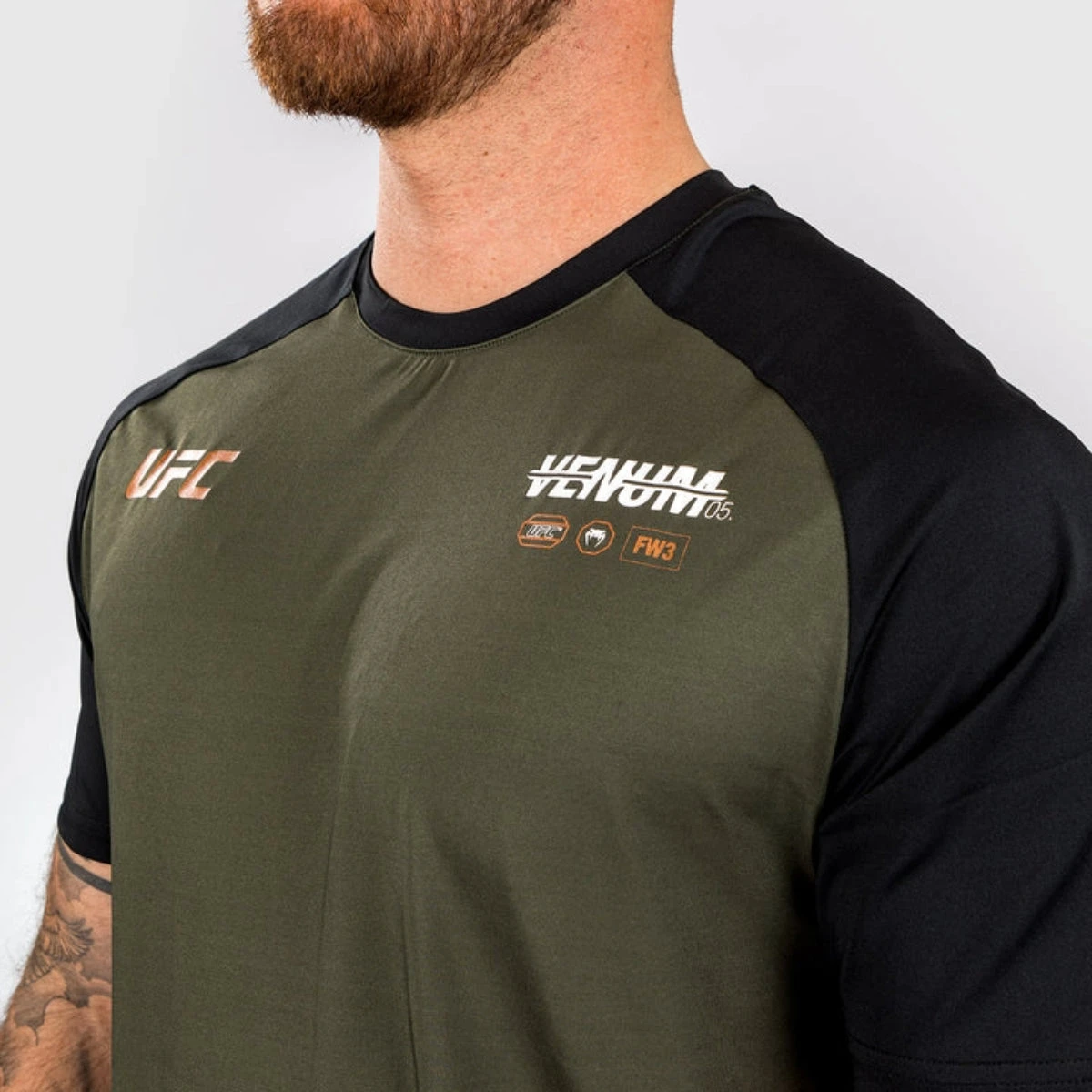Khaki/Bronze Venum UFC Adrenaline Authentic Fight Week Dry Tech T-Shirt - Image 7