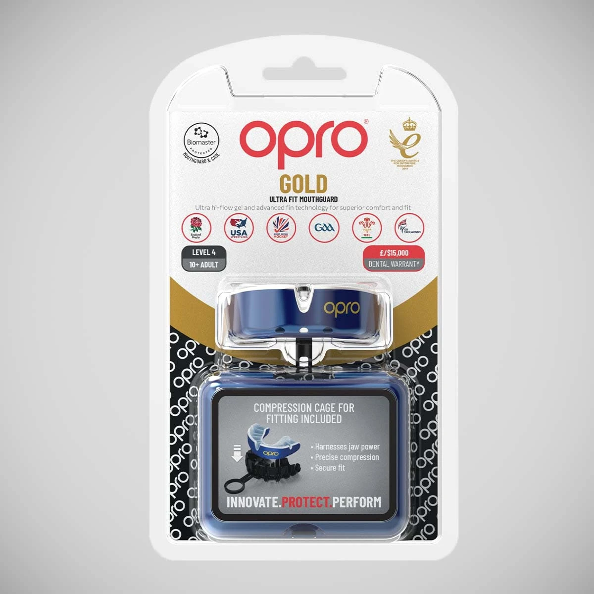 Blue/Pearl Opro Gold Self-Fit Mouth Guard - Image 4