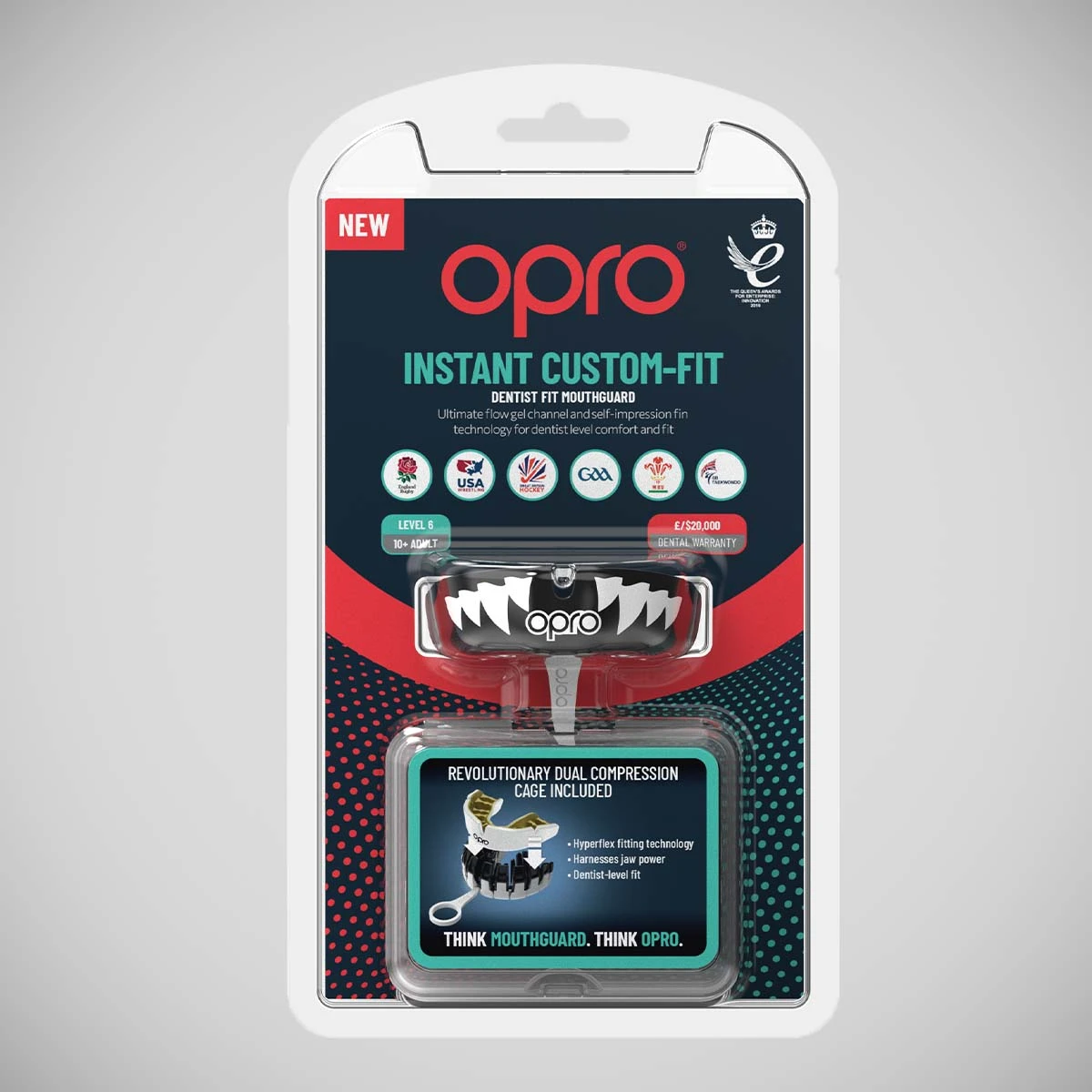 Black/White Opro Instant Custom-Fit Jaws Mouth Guard - Image 4