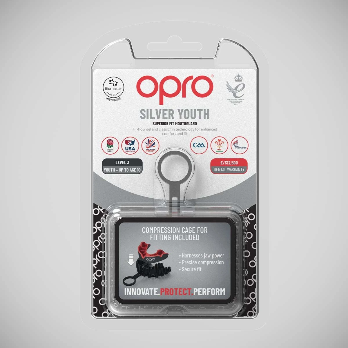 Black/Red Opro Junior Silver Self-Fit Mouth Guard - Image 2