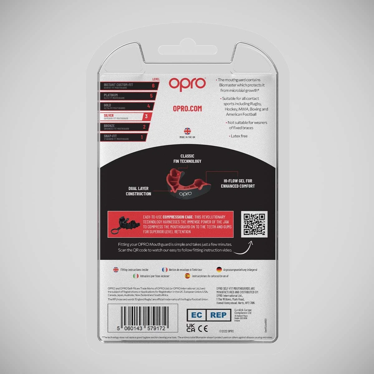 Black/Red Opro Junior Silver Self-Fit Mouth Guard - Image 3