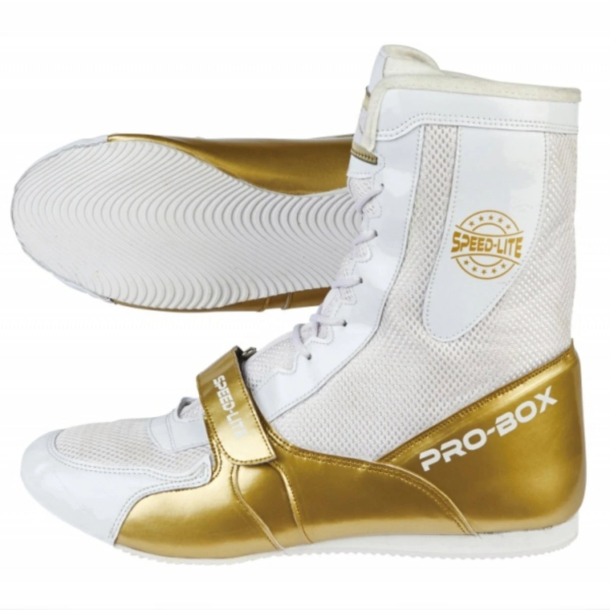 White/Gold Pro-Box Speed-Lite Boxing Boots - Image 2