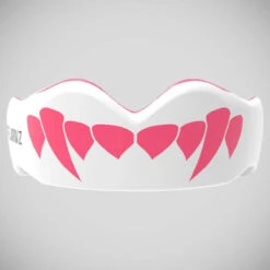 White/Pink SafeJawz Extro Pink Fangs Mouth Guard
