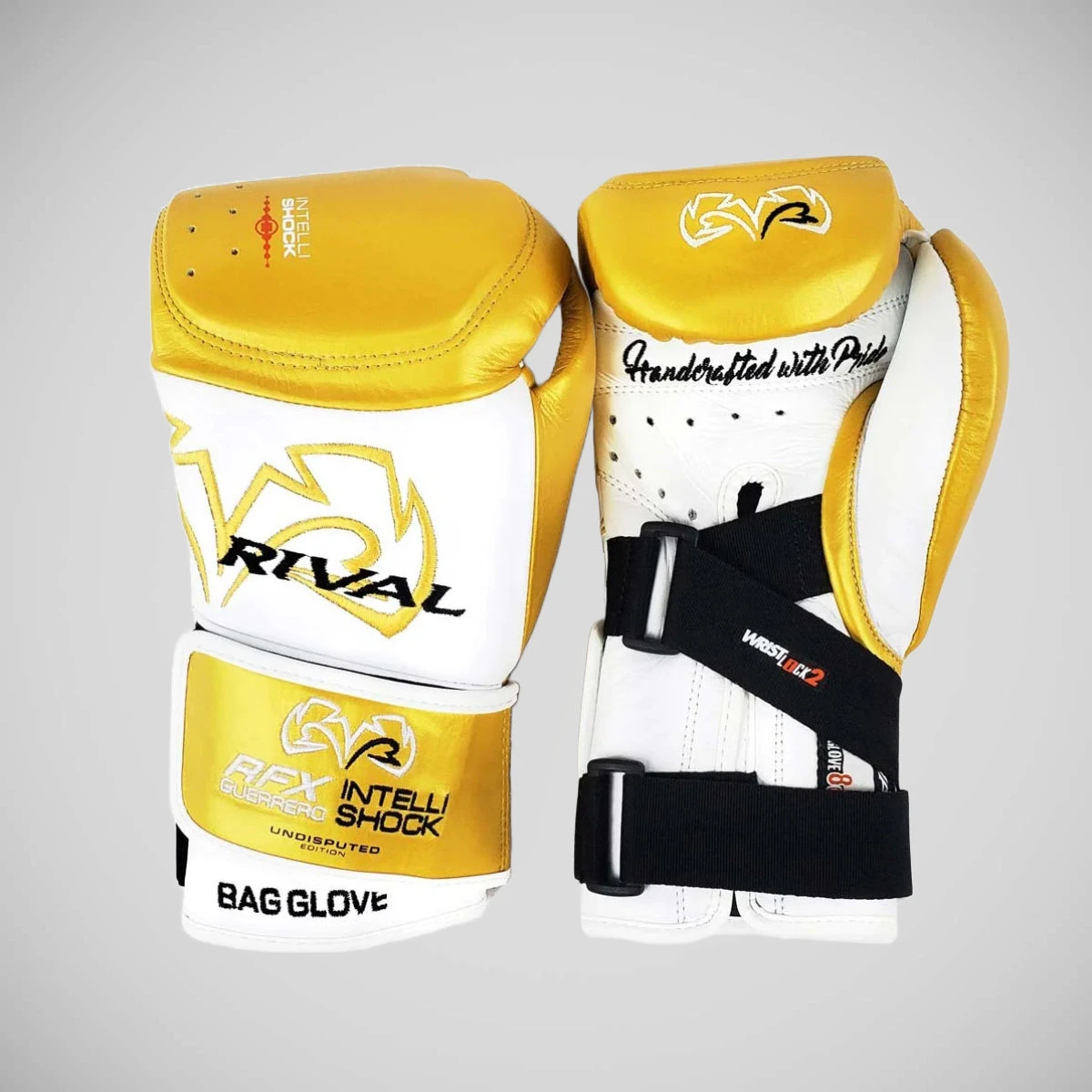 White/Gold Rival RFX Guerrero Undisputed Edition Intelli-Shock Bag Gloves - Image 3