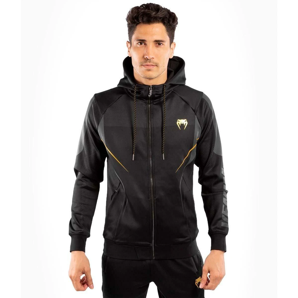 Black-Gold Venum Athletics Zipped Hoodie